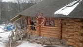 Оригинальная баня в стиле русская сказка под камышовой крышей. Домодедово.