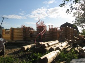 Сборка сруба из бревна на фундаменте в Наро-Фоминском районе.